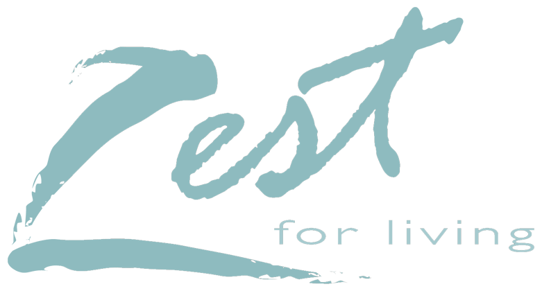 A green background with the word zest for life written in it.