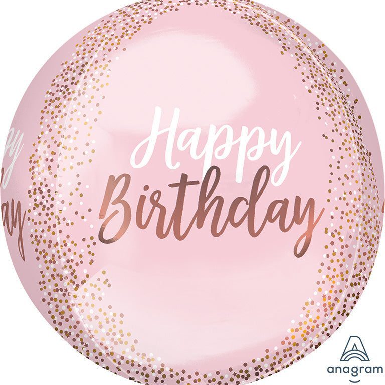 41103-01-16" Blush Birthday Orbz Foil Balloon