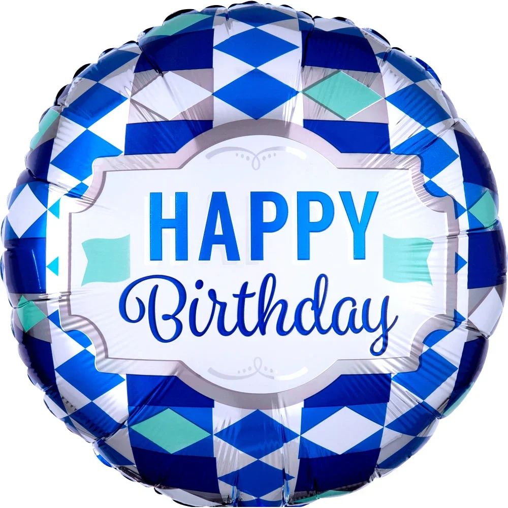 35621-01-Anagram Happy Birthday Tie Pattern Foil Balloon